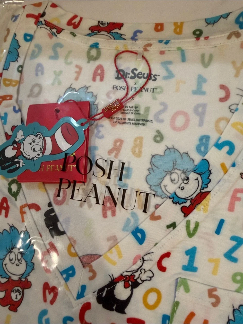 Posh Peanut Bamboo x Dr. Seuss Good Fun Women’s V-Neck Tee Small NWT